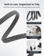 SURAIELEC 1FT 360° Rotating Flat Plug Extension Cord Flat Wall Plug with 3 Outlets, Braided Flat Black Extension Cord for Indoor Use, Small Space, 16/3C SPT, ETL Listed, 2 Pack