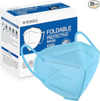 WWDOLL KN95 Face Mask 25 Pack, 5-Layers Breathable Disposable KN95 Masks, Blue