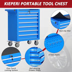 7 Drawers Rolling Tool Chest with Wheels, Portable Rolling Tool Boxes with Wheels, Tool Box Storage Cabinet with Locking System for Garage (Blue, 7 Drawers)