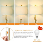 【Upgrade】 Gold Floor Lamps for Living Room, 55"-67" Height Adjustable Modern Standing Lamp with Marble Base, Pull Chain Switch, 3-Way Dimmable Tall Pole Lamp for Bedroom Office Reading, Bulb Included