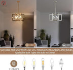 Brushed Nickel Chandelier 6-Light, Dining Room Light Fixture Geometric Metal Modern Chandelier Lighting for Kitchen Island Living Room Entryway, 20 Inch Pendant Lighting Hanging Ceiling Lamp