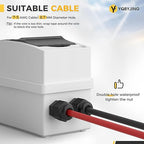 Solar Panel Disconnect Switch 50 Amp DC Miniature Circuit Breaker 1000V 2 Poles with PV Connector and IP65 Waterproof UV-Proof Box for Outdoor Solar PV Homes Battery