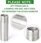 TAISHER 2Pcs Stainless Steel Pipe Fittings, 1/4" NPT x 1/4" NPT Male Threaded, 2" Length Nipple Cast Pipe