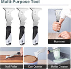 Mister Rui Paint Scraper, 3 Pack Multi Use Paint Tools Putty Knife 10 in 1, Paint Scraper Tools for Painting, Metal Scraper with Hammer End, Taping Knife, Spackle Tool