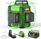 Huepar Laser Level 3 x 360 Self Leveling Laser Level Tool 3D Cross Line Leveling and Alignment Laser Tool, Li-ion Battery with USB-C Charging Port & Hard Carry Case & Tape Measure Included - HM03CGTP