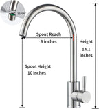 Single Handle High Arc Kitchen Faucet Stainless Steel Brushed Nickel,Commercial Single Hole Kitchen Sink Faucet,Modern One Hole Bar Sink Faucet