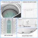 Zynkez 25lbs Portable Washing Machine, Fully Automatic Washing Machine with LED Display, 10 Wash Cycles, 26 Mins Quick Wash, 24H Delay Start, Clothes Washer with Drain Pump for Apartment, RV, Camp