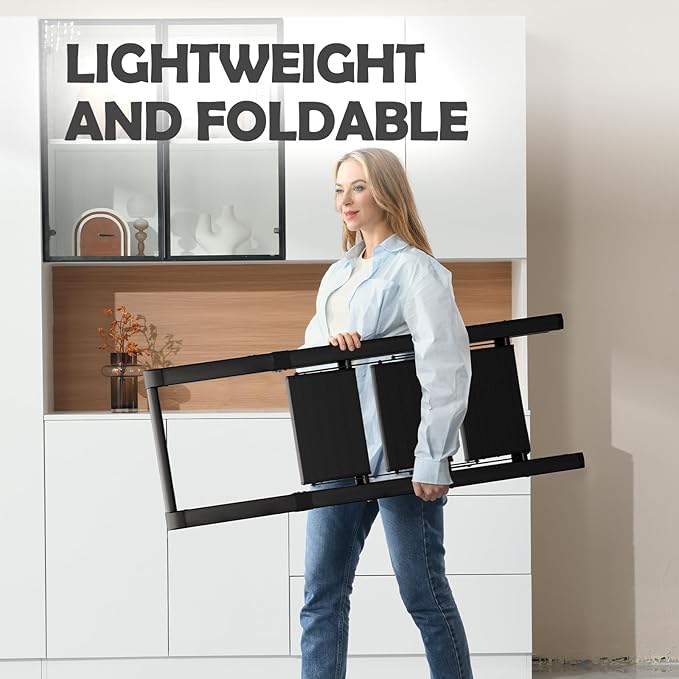 Taranta Step Ladder 3 Step Folding,Lightweight Portable Step Ladder with Anti-Split Pedal,Ladders with Convenient Handgrip,Aluminum Step Stool for Library, Home, Kitchen - Black