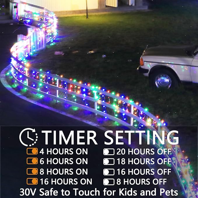 Christmas String Lights Outdoor - 49Ft/15M 640 LED 8 Modes with Remote Control and App Waterproof Christmas Lights for Patio Yard Garden Wedding Party-Multicolor