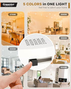 Ensenior 5/6 Inch 5CCT LED Can Lights 12 Pack, Retrofit Led Recessed Lighting, Baffle Trim, Dimmable, 9W=110W, 1000LM, 2700K/3000K/3500K/4000K/5000K Selectable, IC Rated - ETL & FCC