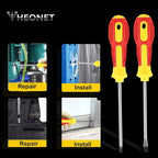 Magnetic Screwdriver Sets 6 PCS,Screwdriver Set with Small Box,Flat Head Phillips Screwdriver, Non-Slip Cushion Grip for Repair Home Improvement,Red & Yellow