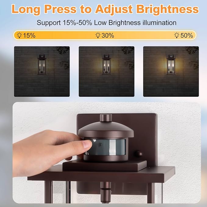 Motion Sensor Outdoor Wall Lights, 16" Waterproof Large Exterior Sconce, Compatible with E12 Base Bulbs, Modern Porch Entryway Lamp for Patio, Front Door Garage (Oil Rubbed Bronze, 2 Pack)