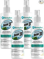 Benefect Botanical Decon 30 Disinfectant Cleaner, 4 oz. Spray Bottle, Light Lemon & Thyme Scent, Hospital Grade Disinfectant, Kills Over 99.99% of Germs, Safe for Food-Contact Surfaces (Pack of 4)