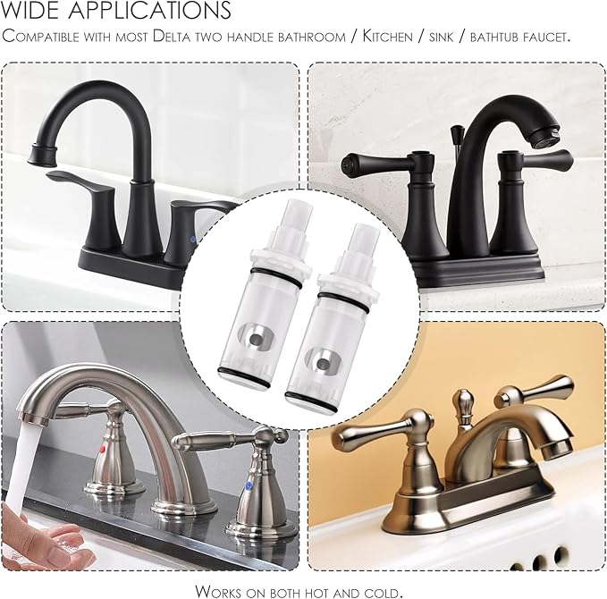1224 Faucet Cartridge Replacement Compatible with Moen Two Handle Faucets Replacement Kit For Most Double Handle Moen Faucets and Tub/Showers Repair Kit,4 Pack