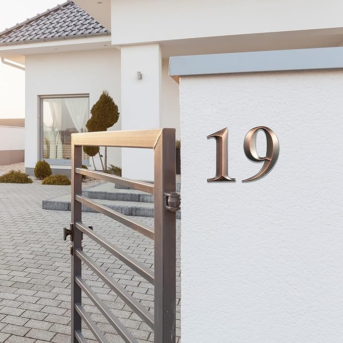 Jetec 10 Pcs House Numbers 3D Door Mailbox Numbers 0-9 Self Adhesive House Door Street Address Stickers for, Apartment, Office, Hotel Room, Mailbox Signs(4 x 2.5 Inches,Bronze)