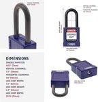 ABUS Purple Pack of 10 Lockout Tagout Premium Solid Body Safety Padlock Set - OSHA Compliant Loto Locks Insulated Against Electric Shock, Keyed Different, 1 Key Per Lock