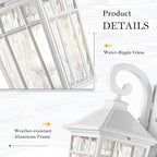 Darkaway Outdoor Wall Lights for House, Exterior Lighting Fixtures Wall Mount Outside Porch Lights Waterproof White Outdoor Sconce Lights with Water Ripple Glass for Patio Garage Front Door