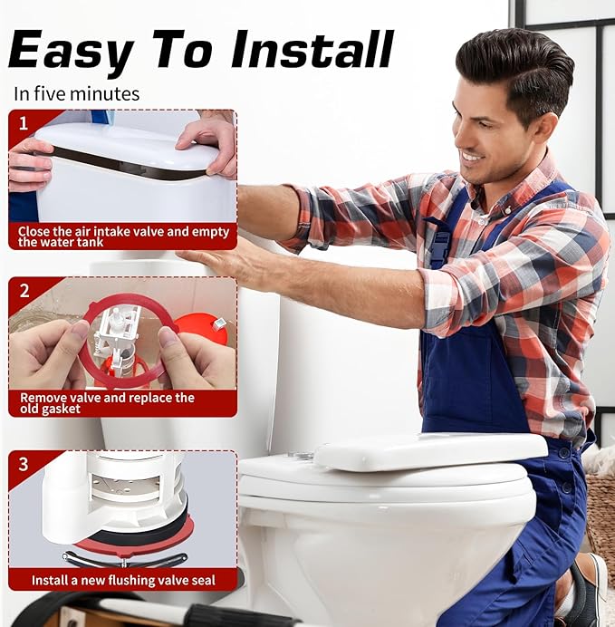 Triple-Lip Design Flush Valve Seal for Kohler, Upgraded Silicone Material Canister Toilet Tank Parts Gasket Replacement for GP1059291, for Easy Install and Uninstall