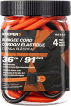 Keeper - 36” Bungee Cord with SST Hooks, 4 Pack - UV And Weather-Resistant