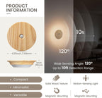 Motion Sensor Night Light Wood Rechargeable Battery-Powered Stick-On Step Lights Loftie Lights Magnetic Closet Warm Nightlight for Hallway Bedroom Stair (2 Pack Ash Wood)