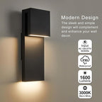 Modern LED Outdoor Wall Sconce 17W Integrated LED Outdoor Wall Mount,Anti Rust Textured Black Suit for Wet Locations and All Rooms,Easily Installed in Any Direction.Bulb Included.