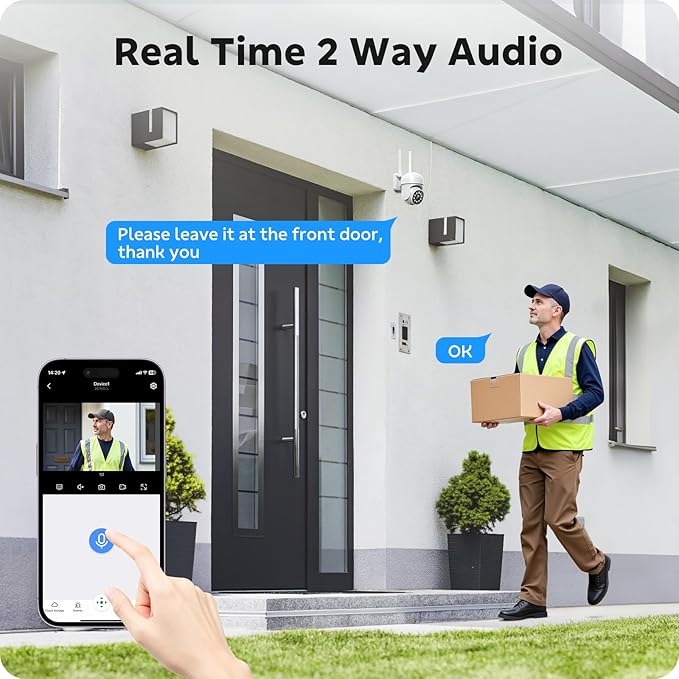 CAMCAMP Home Security Camera System, 16CH 4K NVR, 16PC PTZ WiFi Security Cameras Wireless Outdoor, Need Plug Charge, Auto Human Tracking, 2 Way Audio, 3 Night Vision, CCTV Surveillance Kit(16, White)