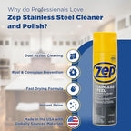 Zep Stainless Steel Cleaner and Polish - 14 oz (Case of 12) ZUSSTL14 - Protects Metal Surfaces From Fingerprints, Soil & Water Spots