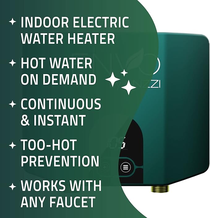 ANZZI Envo ANZZI Electric Tankless Water Heater 3.5 KW at 120 Volts, Small Enough to Install Anywhere - For for any bathroom sink or kitchen sink (WH-AZ035-M1)