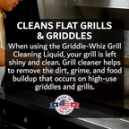 Griddle-Whiz Grill & Griddle Cleaner | Removes Grease, Food Residue, Burnt On Organics | Non-Toxic High Heat Flat Top Grill Cleaner & Food Contact Surface | Non-Caustic Formula by FryOilSaver (32oz)