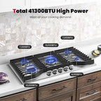 GASLAND Master 36 Inch Gas Cooktop with Griddle PRO GH3905SS1FC with 5 Burners,CSA certified, 120V Plug-in, NG/LPG Convertible