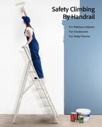 6 Step Ladder, Aluminum Folding Step Stoowith Convenient Handgrip,Lightweight 330lbs CapacityStep Ladder for Household, Ofice, Kitchen(White)