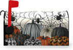 Halloween Magnetic Mailbox Covers Fall Pumpkin Spiders Mailbox Cover Spooky Halloween Mail Box Post Cover Standard Size 21X 18 Inch Seasonal Decorations for Outdoor Garden Yard