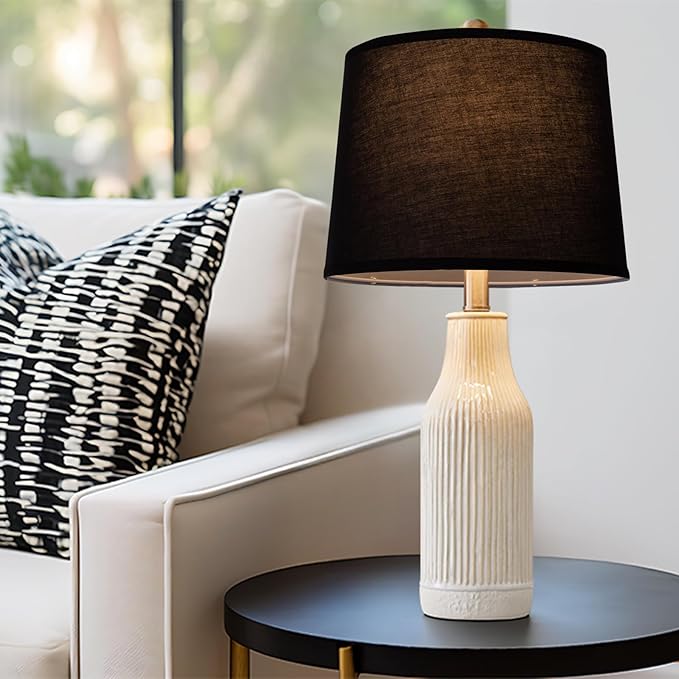 Lamp Shades Set of 2 - Drum Lampshades 11.4" x 12.9" x 9.8" Inches, Fabric Medium Replacement Lampshades for Table Lamp, Floor Lamp, Assembly Required, Spider,Linen