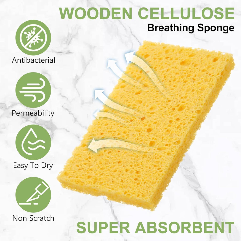 Zhengmy 300 Pieces Kitchen Sponge Bulk Natural Sponges for Dishes Compressed Wood Pulp Sponges Cleaning Sponge Without Scratching for Kitchen Bathroom, 3.9 x 2.4 x 0.12 Inch (Multicolor)