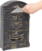 Vintage Wall Mount Mailboxes for House, Rust-Resistant Locking Mailbox with Key Locks, Galvanized Steel Outdoor Mailboxes, Bronze