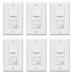 TOPGREENER Dimmer Light Switch for 200W Dimmable LED/CFL Lights, Single Pole/3-Way LED Slide Dimmer Switch,Neutral Wire Not Required,TGSDS3-W-6PCS, 6 Pack, White