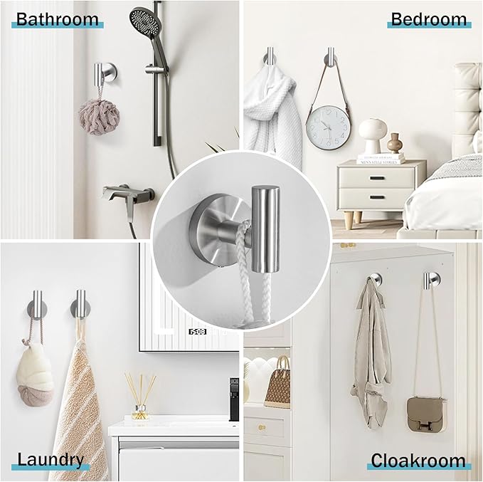 Bathroom Hardware Set, 6-Piece Towel Bar Set Brushed Nickel Towel Holder Set Includes 19.68/23.6 in Towel Bar,Toilet Paper Holder,Towel Ring and Towel Hook Wall Mount Bathroom Accessories Set
