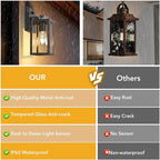 PARTPHONER Dusk to Dawn Outdoor Light Fixtures, 2-Pack Sensor Porch Lights, Waterproof Exterior Wall Sconce Lighting Lamp, Waterproof Wall Lantern for House, Doorway, Garage (Black)