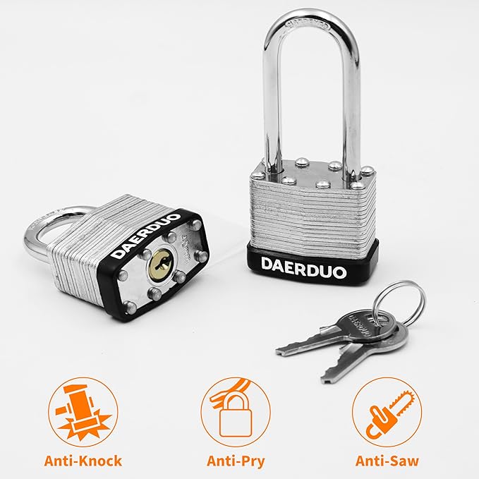 48 Pack 40 mm (1-9/16") Keyed Alike Laminated Padlocks with 96 Keys, Hardened Steel Short Shackle, Heavy-Duty Locks for Gym Lockers, Toolboxes, School Lockers, and Hasp Latches