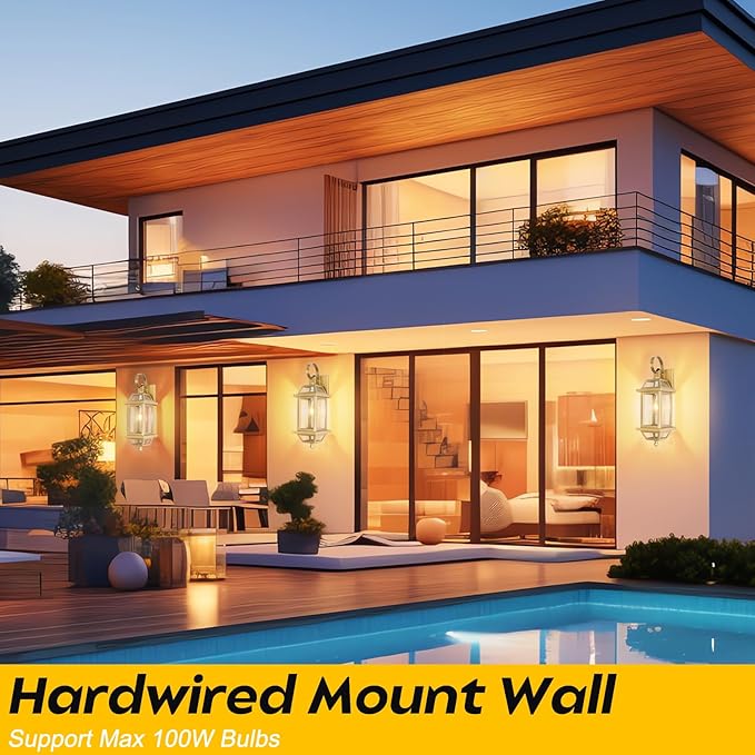 2-Pack Gold 18" Dusk to Dawn Outdoor Wall Lights, Large Golden Outside Modern Wall Light Fixtures, ETL Listed Outdoor Wall Sconces for Outside House Porch Patio