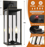 BesLowe 18” Upgraded Motion Sensor Outdoor Wall Lights, Dusk to Dawn Porch Lights Outdoor Wall Sconces, 3 Lighting Modes Exterior Lighting Fixtures with Hooks, Bronze Outside Lights for House, 2-Pack