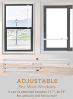 Greatim GT-DB004 Patio Door and Window Security Bar, Safety Bars for Windows, Childproof, Locking System, Anti-Lift Lock, Vertical Bar, Sliding Glass Doors/Window Lock, Adjustable (15.7~26.75 inch)