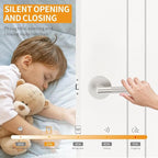 Amerdeco 1 Pack Brushed Satin Nickel Door Handles Interior, Knurled Privacy Door Handles,Heavy Duty Black Door Lever for Bedroom or Bathroom,Reversible Keyless for Left Right Handed Doors AM0016