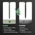 Wood Screws 2-1/2 Inch, FIXLINK Deck Screws #10 x 2-1/2", 310 PCS, Epoxy Coated, T25 Star Bit Above 1500 Hour Salt Spray Coating Outdoor Decking Screws Excellent Rust Resistant for Wood Fence, Green