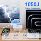 Surge Protector Power Strip, 8 Outlets with 4 USB Ports(2 USB C), 4-Sided 1050J Outlet Extender with 5FT Flat Extension Cord for Travel, Home, School, College Dorm Room Essentials