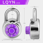 Combination Lock, LQYN Standard Dial Combination Lock, Pack of 100; Purple Turnplate, 2 in. Wide, Fixed Three Digital Combination, for School, Gym & Locker, Toolbox, Gate