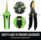 8.5" Professional Bypass Pruning Shears & Gardening Scissors Set - Super Sharp Premium Garden Shears | Pruning Shears For Gardening, Garden Hedge Clippers Handheld Pruners - Garden Scissors