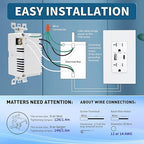 USB Wall Outlet, Charger Outlets Receptacles with 4.2A USB C Ports, 20 Amp Duplex Tamper Resistant Receptacle Plug with USB Electrical Outlet, Wall Plate Included, ETL Listed，White, 2 Pack