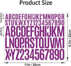 10 Sheets 780 Pcs Vinyl Letter & Number Stickers - Waterproof, Self-Adhesive Alphabet for Mailbox, Door, Window, Cars, Boats, Address(Purple, 1in & 2in)