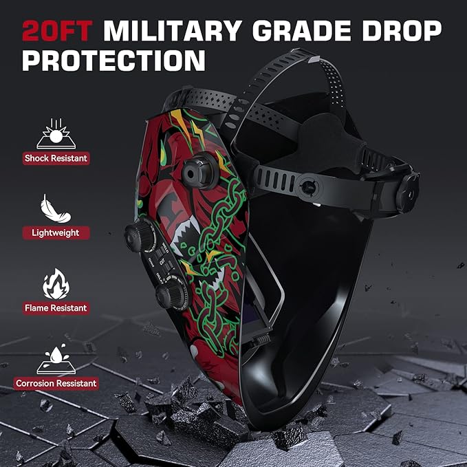 ARCCAPTAIN 3.94"X3.66" Large Viewing Screen Welding Helmet True Color Auto Darkening Solar Powered 4 Arc Sensor Welding Hood, Wide Shade 4-5/5-9/9-13 for ARC TIG MIG Welding Mask(Wolf Design)